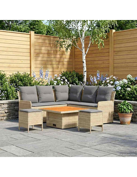 Set di Mobili 6 pcs Beige e Grigio Chiaro Rattan in PE