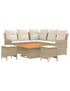 Set di Mobili con cuscino 6 pcs Beige e Crema Rattan in PE 2