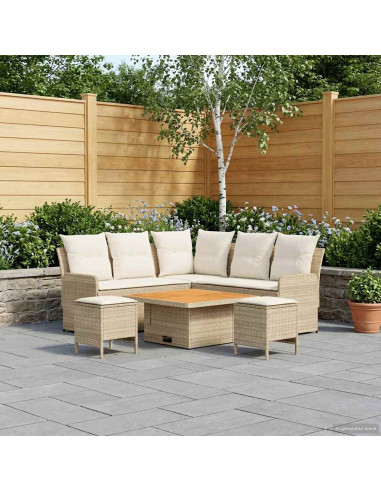 Set di Mobili con cuscino 6 pcs Beige e Crema Rattan in PE