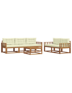 Set di divani da esterno con cuscino 6 pcs Naturale e Crema 2