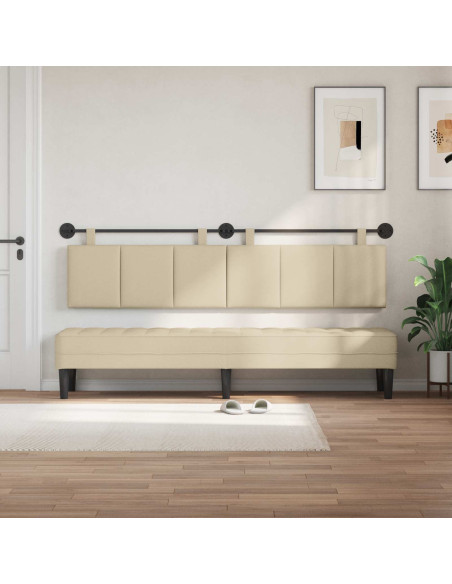 Testata appesa Montaggio a parete Crema 210 x 55 x 5 cm Tessuto