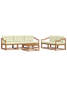 Set di divani da esterno con cuscino 6 pcs Naturale e Crema 2