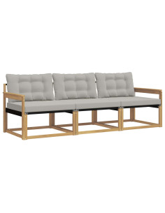 Set di divani da esterno 3 pcs Bianco e Grigio Chiaro 2