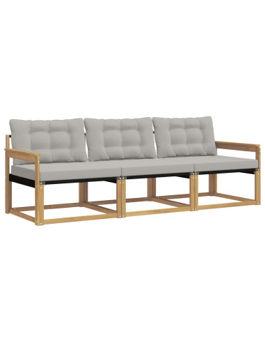 Set di divani da esterno 3 pcs Bianco e Grigio Chiaro