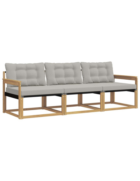 Set di divani da esterno 3 pcs Bianco e Grigio Chiaro