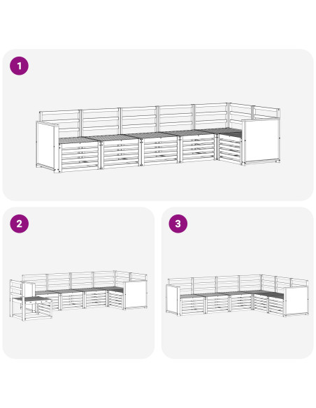 Set divano sezionale 5 pcs Naturale Legno di Acacia Massello
