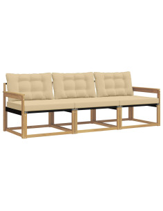 Set di divani da esterno con cuscino 3 pcs Bianco e Beige 2