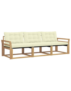 Set di divani da esterno con cuscino 3 pcs Bianco e Crema 2