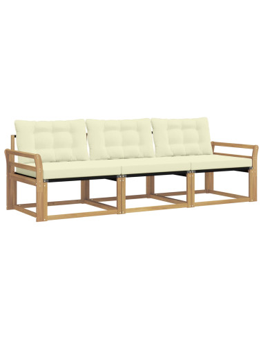 Set di divani da esterno con cuscino 3 pcs Bianco e Crema