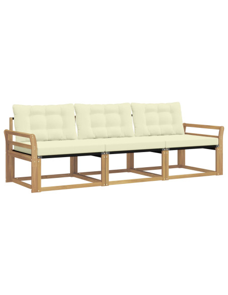Set di divani da esterno con cuscino 3 pcs Bianco e Crema