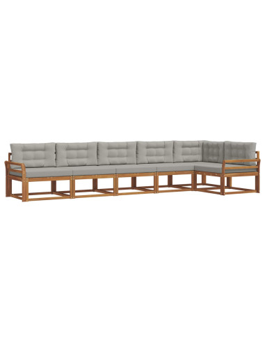 Set di divani da esterno 6 pcs Grigio Naturale e Chiaro