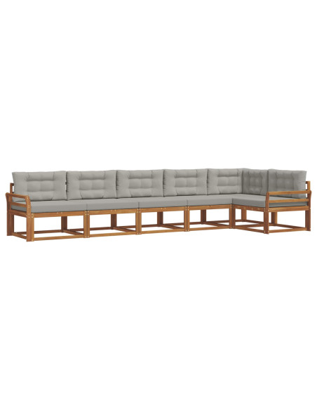 Set di divani da esterno 6 pcs Grigio Naturale e Chiaro