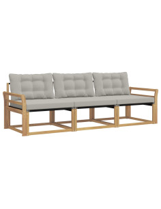 Set di divani da esterno 3 pcs Bianco e Grigio Chiaro 2