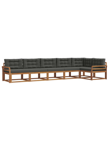 Set di divani da esterno con cuscino 6 pcs Naturale e Antracite