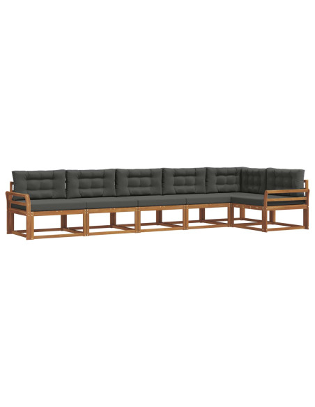 Set di divani da esterno con cuscino 6 pcs Naturale e Antracite