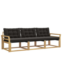 Set di divani da esterno con cuscino 3 pcs Bianco e Nero 2
