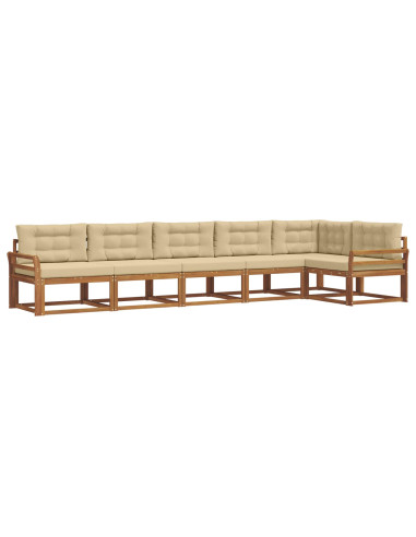 Set di divani da esterno con cuscino 6 pcs Naturale e Beige