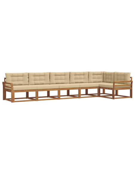 Set di divani da esterno con cuscino 6 pcs Naturale e Beige