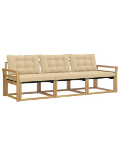 Set di divani da esterno con cuscino 3 pcs Bianco e Beige 2