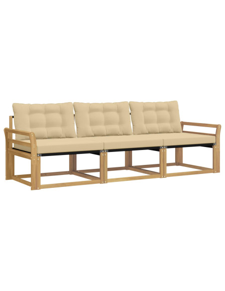 Set di divani da esterno con cuscino 3 pcs Bianco e Beige