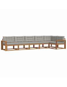 Set di divani da esterno 6 pcs Grigio Naturale e Chiaro 2