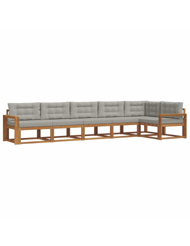 Set di divani da esterno 6 pcs Grigio Naturale e Chiaro