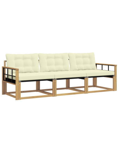 Set di divani da esterno con cuscino 3 pcs Bianco e Crema