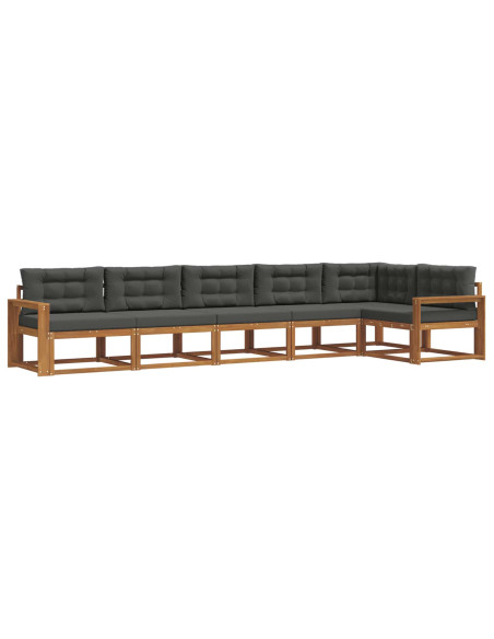 Set di divani da esterno con cuscino 6 pcs Naturale e Antracite