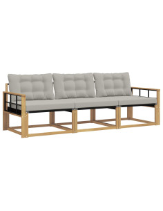 Set di divani da esterno 3 pcs Bianco e Grigio Chiaro 2