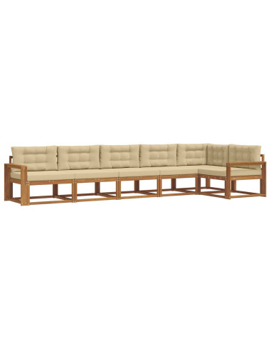 Set di divani da esterno con cuscino 6 pcs Naturale e Beige