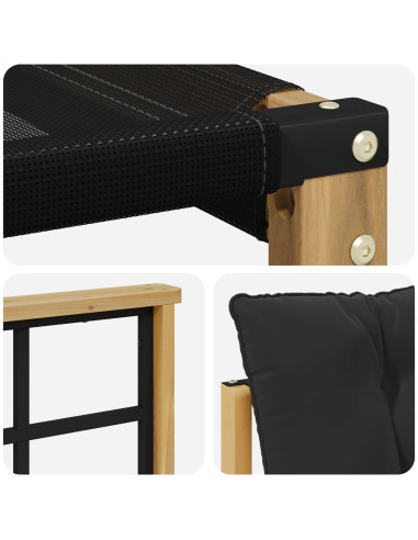 Set di divani da esterno con cuscino 3 pcs Bianco e Nero