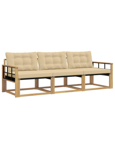 Set di divani da esterno con cuscino 3 pcs Bianco e Beige