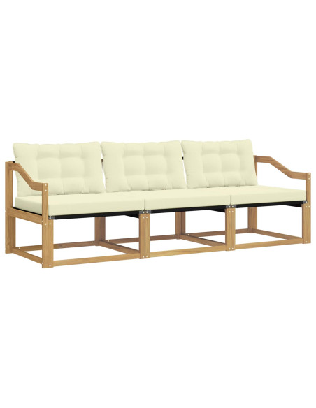 Set di divani da esterno con cuscino 3 pcs Bianco e Crema