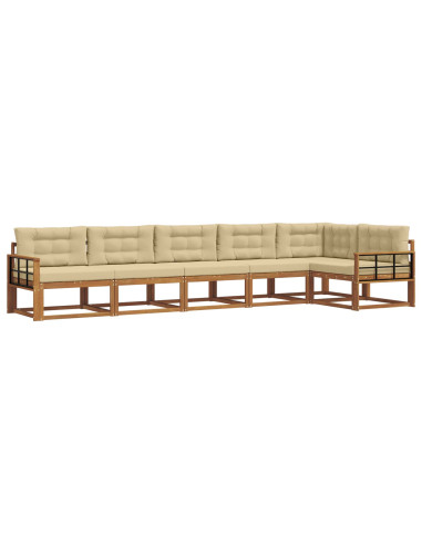 Set di divani da esterno con cuscino 6 pcs Naturale e Beige