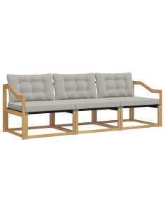 Set di divani da esterno 3 pcs Bianco e Grigio Chiaro 2
