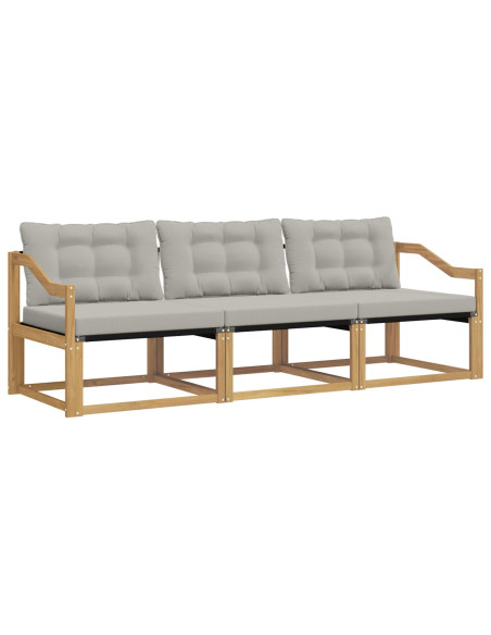 Set di divani da esterno 3 pcs Bianco e Grigio Chiaro