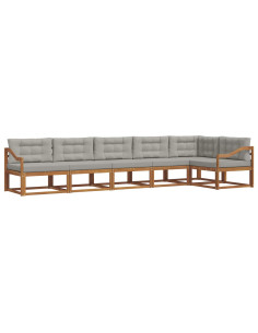 Set di divani da esterno 6 pcs Grigio Naturale e Chiaro 2