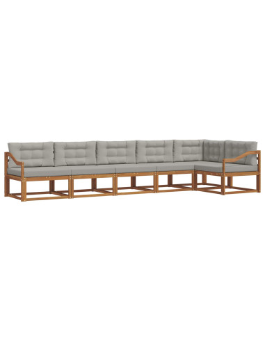 Set di divani da esterno 6 pcs Grigio Naturale e Chiaro