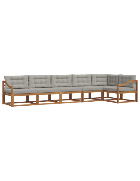 Set di divani da esterno 6 pcs Grigio Naturale e Chiaro