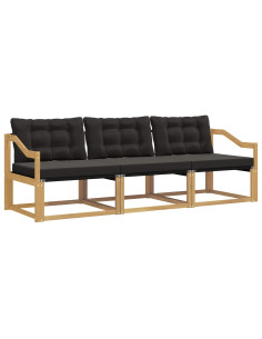 Set di divani da esterno con cuscino 3 pcs Bianco e Nero 2