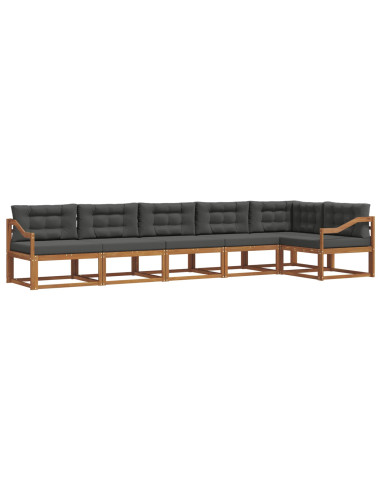 Set di divani da esterno con cuscino 6 pcs Naturale e Antracite