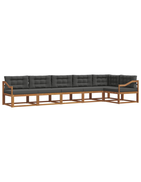 Set di divani da esterno con cuscino 6 pcs Naturale e Antracite