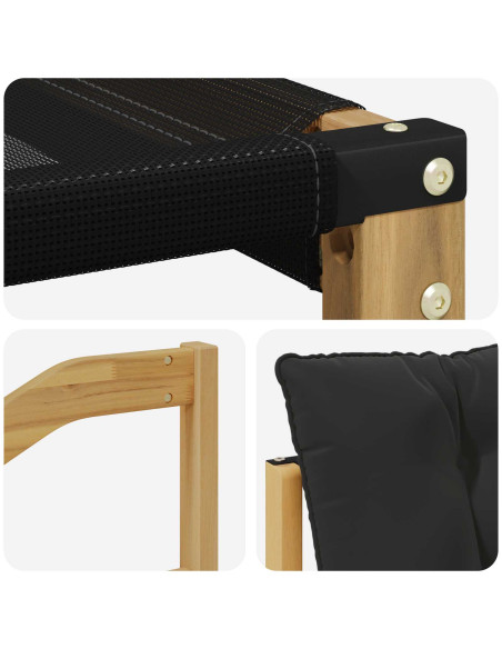 Set di divani da esterno con cuscino 3 pcs Bianco e Nero
