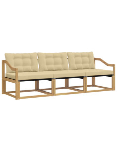 Set di divani da esterno con cuscino 3 pcs Bianco e Beige 2
