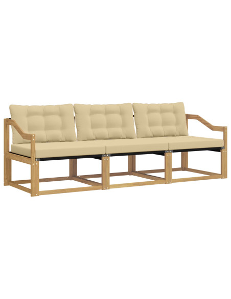 Set di divani da esterno con cuscino 3 pcs Bianco e Beige