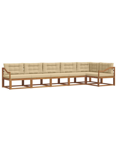 Set di divani da esterno con cuscino 6 pcs Naturale e Beige