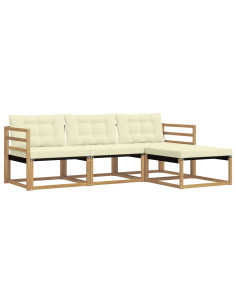 Set di divani da esterno con cuscino 4 pcs Bianco e Crema 2