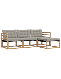 Set di divani da esterno 4 pcs Bianco e Grigio Chiaro 2