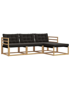 Set di divani da esterno con cuscino 4 pcs Bianco e Nero 2