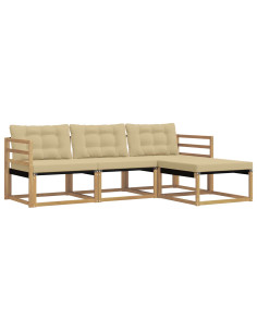 Set di divani da esterno con cuscino 4 pcs Bianco e Beige 2